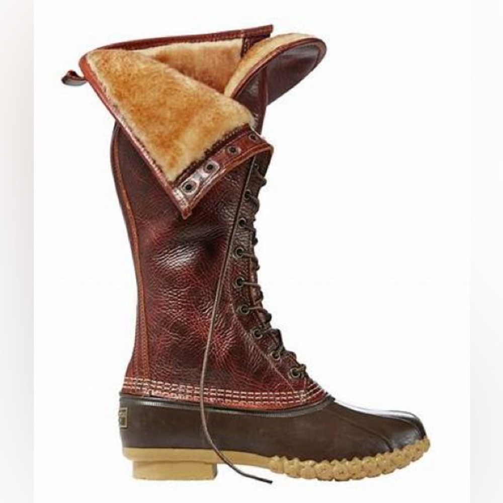 13” LL Bean Signature Leather shearling lined boot